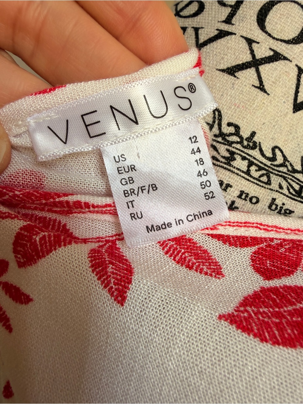 Boho VENUS Red & White Floral O-Ring Tie-Front Blouse - Size 12 - Picture 5 of 12